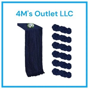 Navy Blue Cheesecloth Table Runner Set Of 6